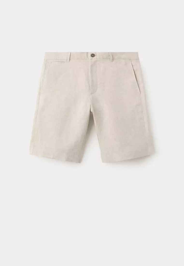 Slim-Fit 100% Linen Bermuda Shorts