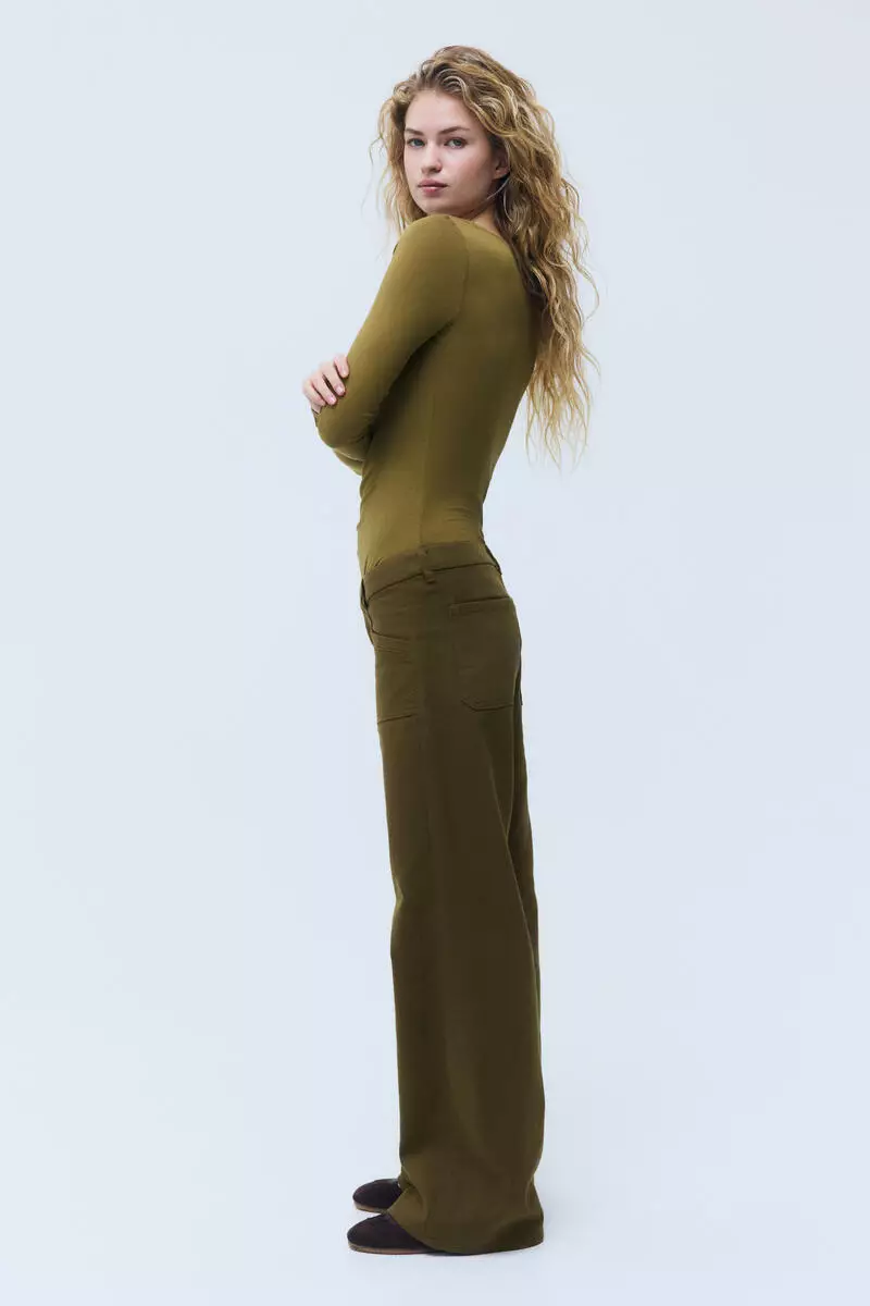 Wide twill trousers