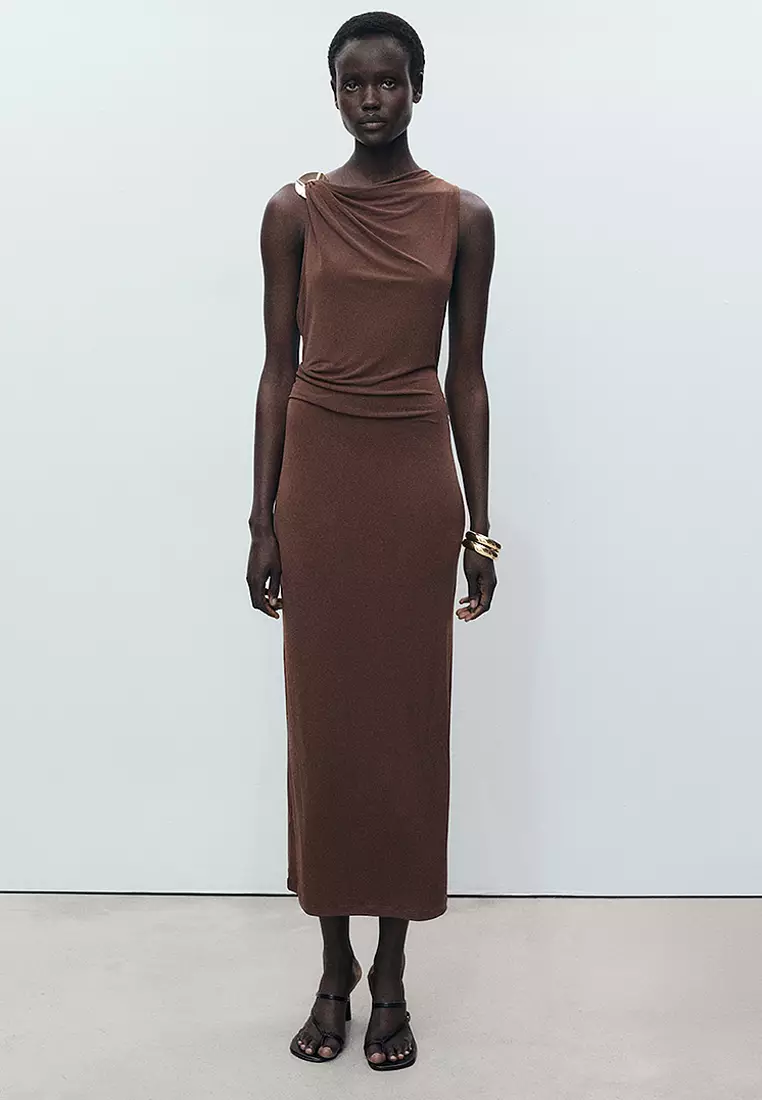 Draped Dress With Metallic Detail