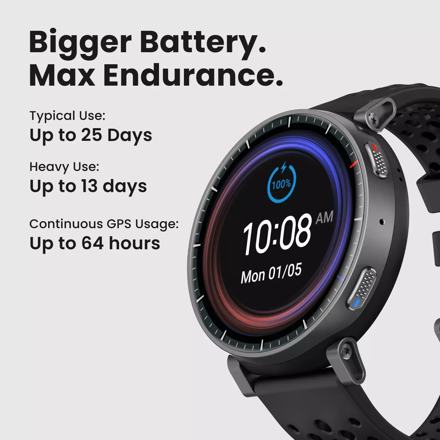Amazfit Active Max | GPS Smartwatch | 25 Days Battery | 160+ Sport Mode | Offline Maps