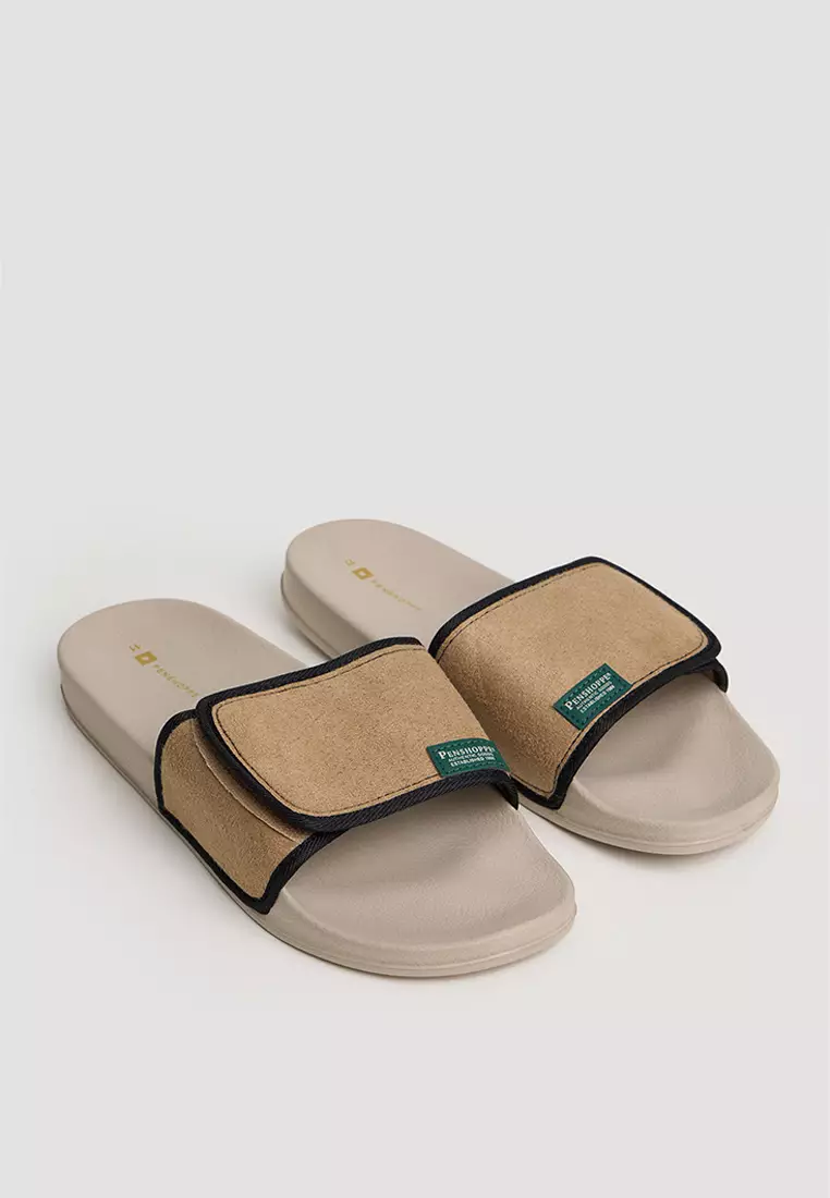 Men's Velcro Slides with Contrast Outsole