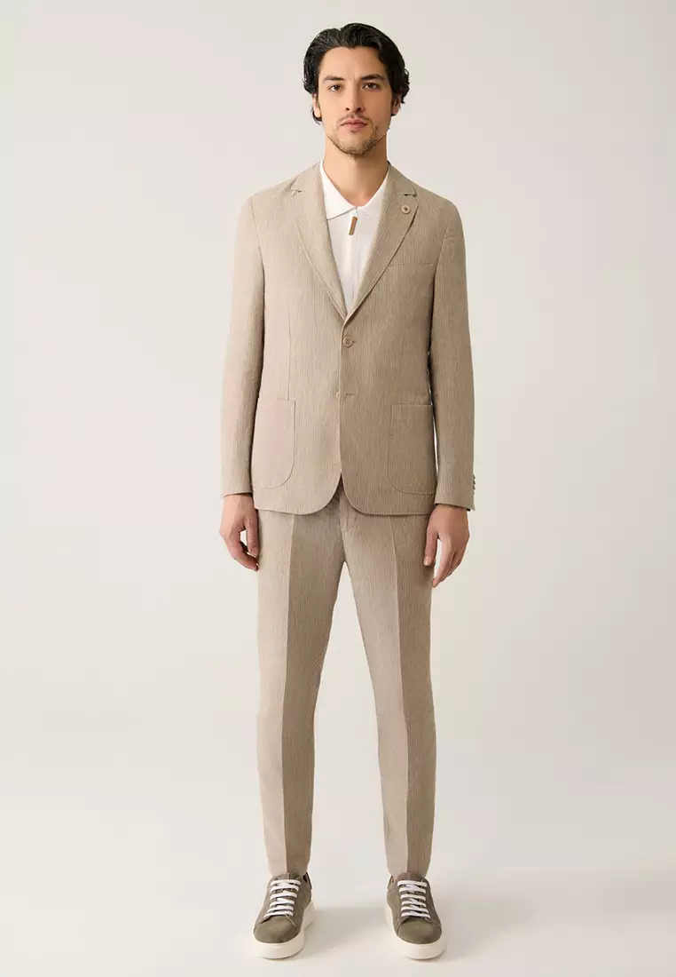 Men's Mink Unlined Linen Touch Suit Jacket A41Y4060
