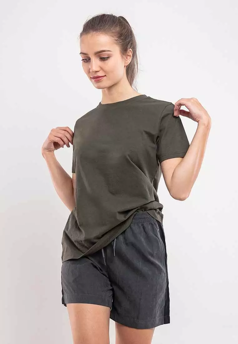 Forest Ladies 100% Cotton Plain Round Neck Tee - 821857B - 45Dk Olive