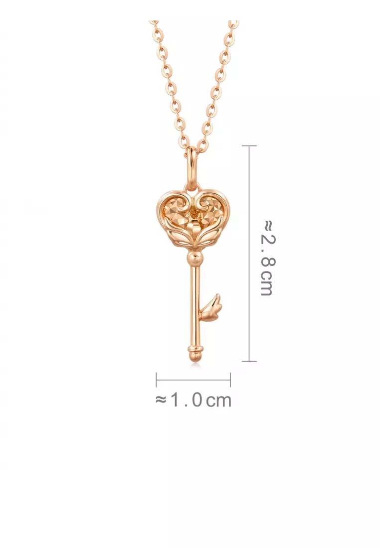 Delicate Gold 18K Rose Gold Romantic Hearted Key Pendants for Women 92776P (Necklace not included)