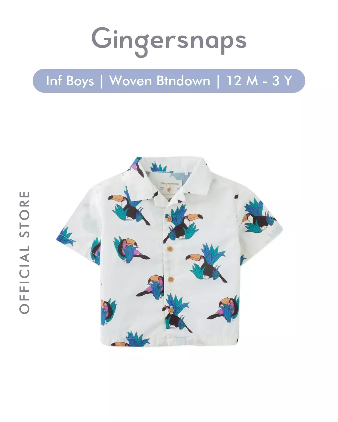 Gingersnaps Baby Havana Paradise Woven Btndown White - Kemeja Bayi Laki (Putih)