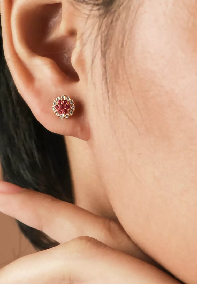 Rosa Flower Studs 14k Gold