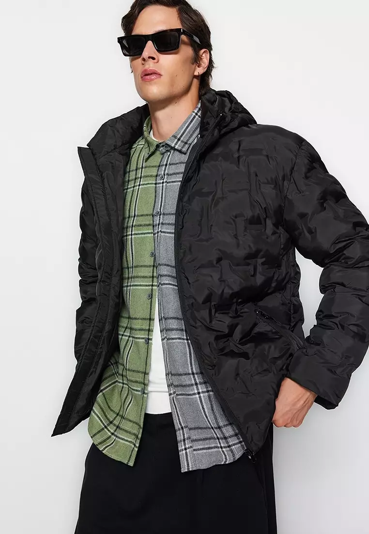 Textured Puffy Winter Jacket