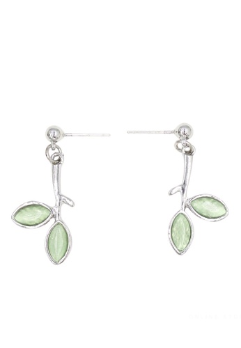 midzone silver MIDZONE Korean Series Forest Life Green S925 Silver Pin Earring - F20104-ER011 774CCAC99DDF8EGS_1