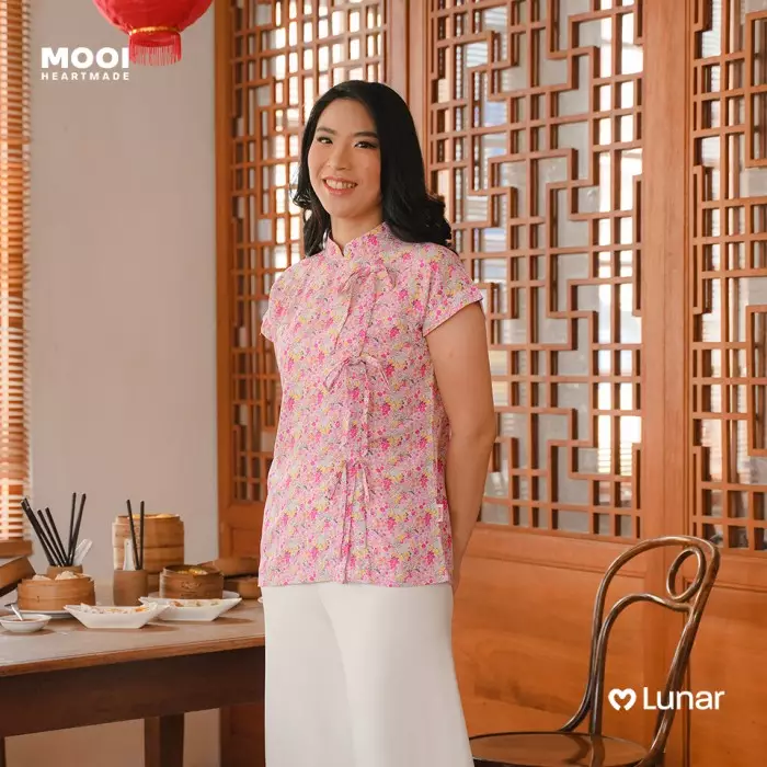 Mooi Atasan Dewasa Perempuan Lunar Collection Orchid Cheongsam Top Adult - Sunny Lime