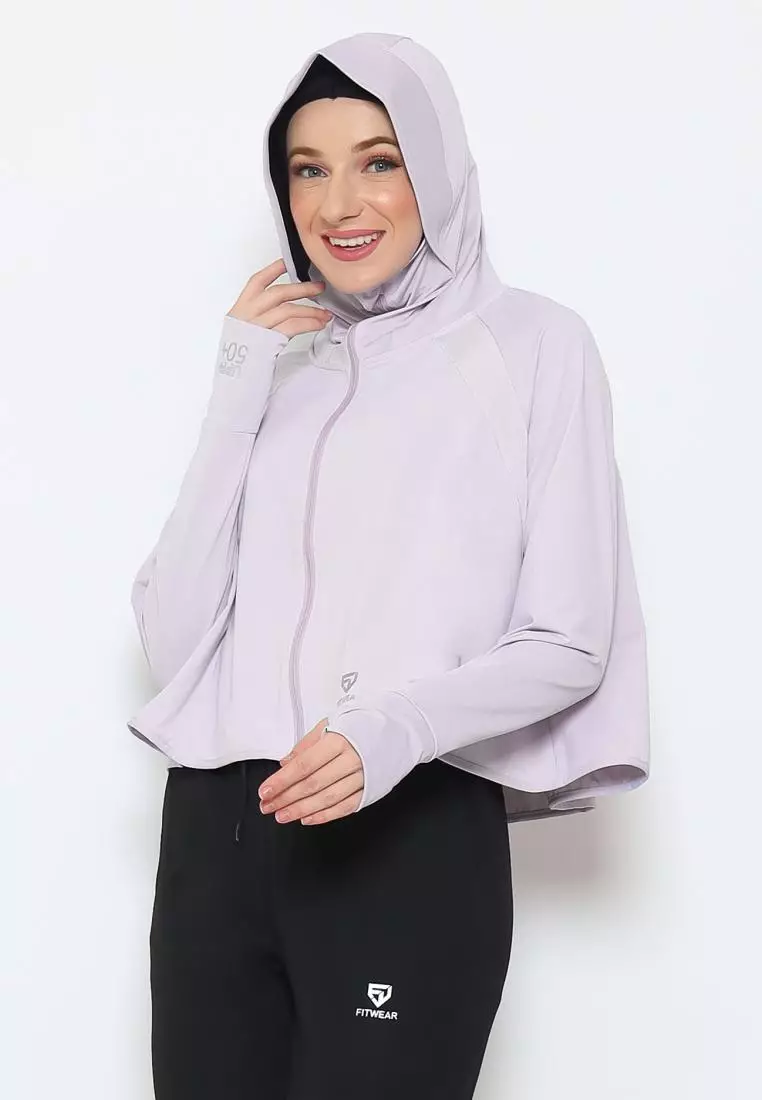 Fitwear - Jaket K-Style Anti UV Olahraga Wanita RIHANNA UPF 50++ CROP - LILAC