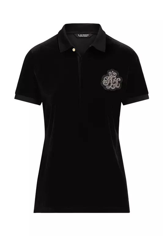 Lauren Ralph Lauren Bullion Stretch Velvet Polo Shirt