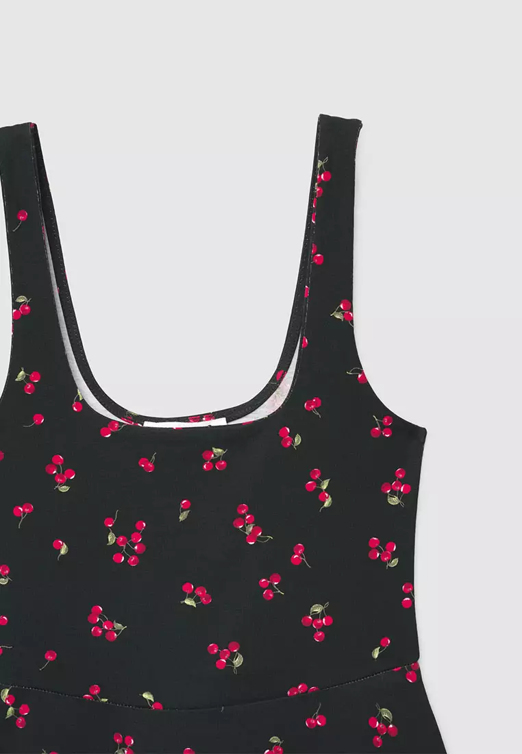 Women's Cherry Print Fit & Flare Mini Dress