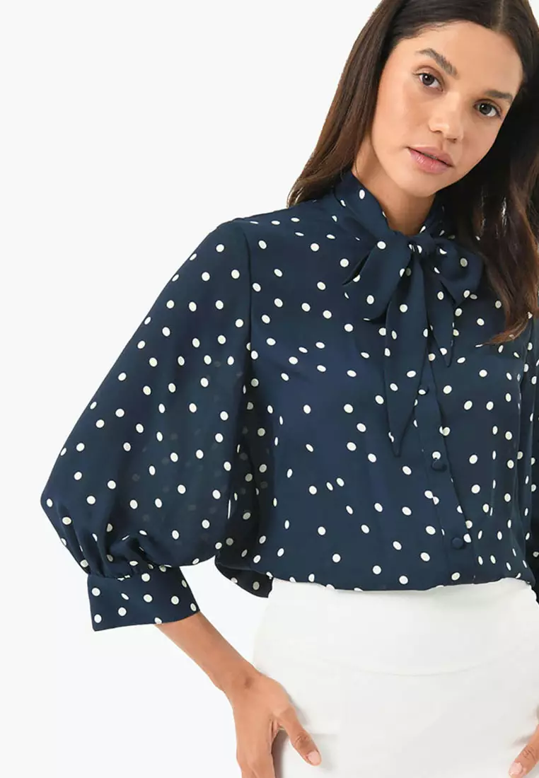 Karis Polka Dot Short Sleeve Blouse