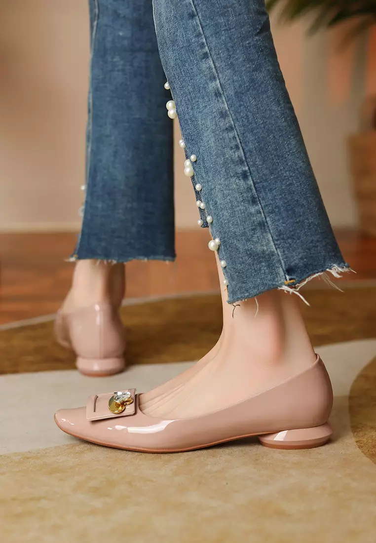 Square Rhinestone Flat Shoes XJ7318-20