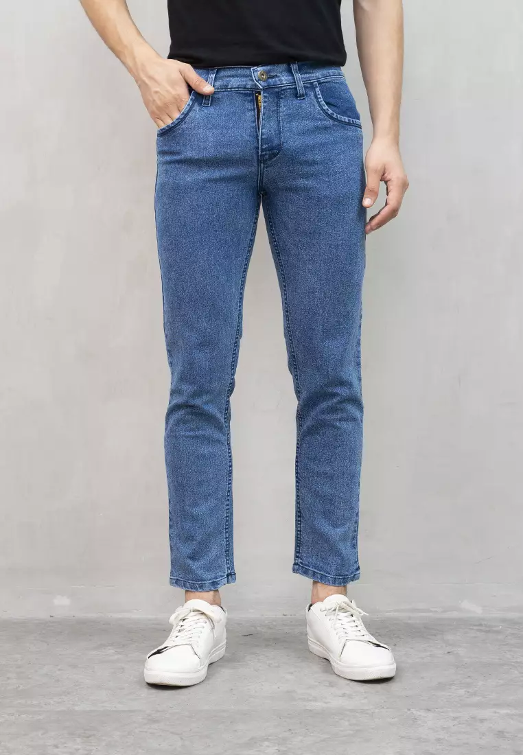 Celana panjang Jeans Slim Fit biru pudar denim pants pria houseofcuff