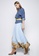 iROO multi Blue Pleated Chiffon Skirt With Contrast Floral Print B4073AAD4C4880GS_3