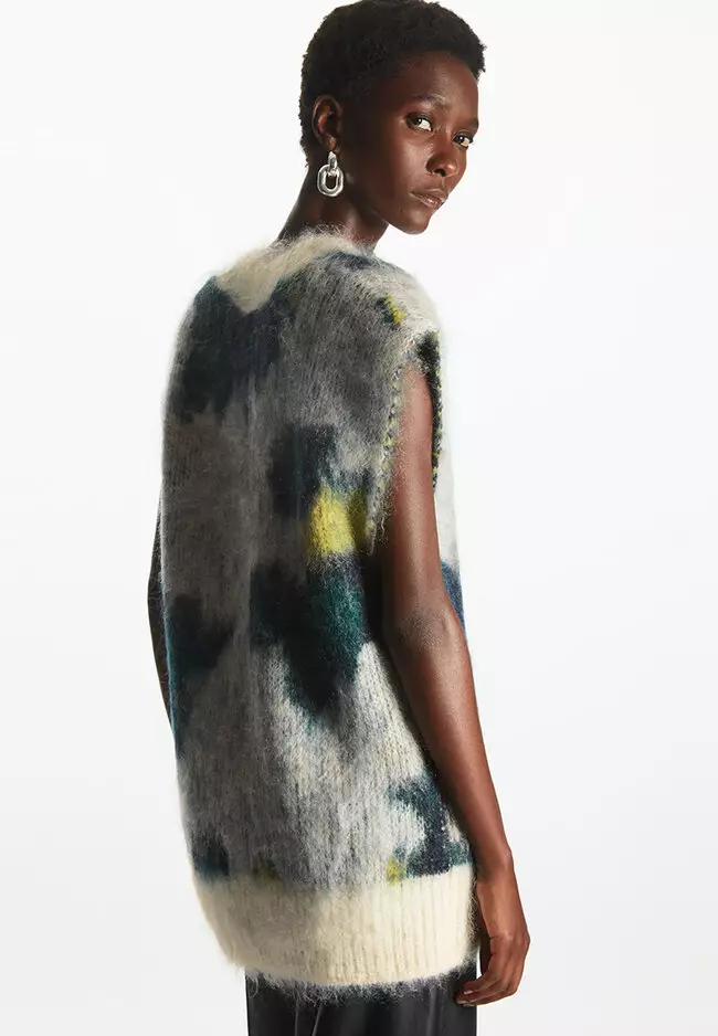 Intarsia Mohair V-Neck Vest