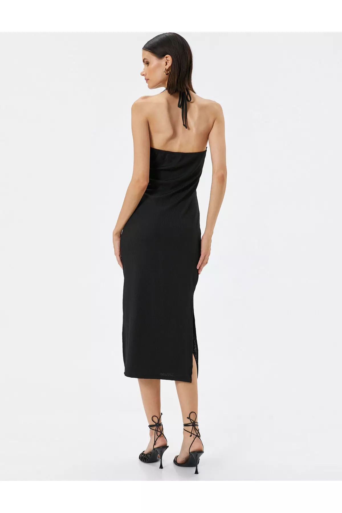 Halter Neck Slit Midi Dress