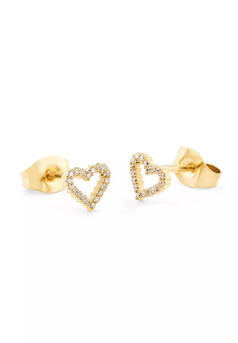 Mirelle Heart Earring Gold Unisex Earrings for women and men stainless steel crystal Earrings DW Official Authentic Original perempuan lelaki DW