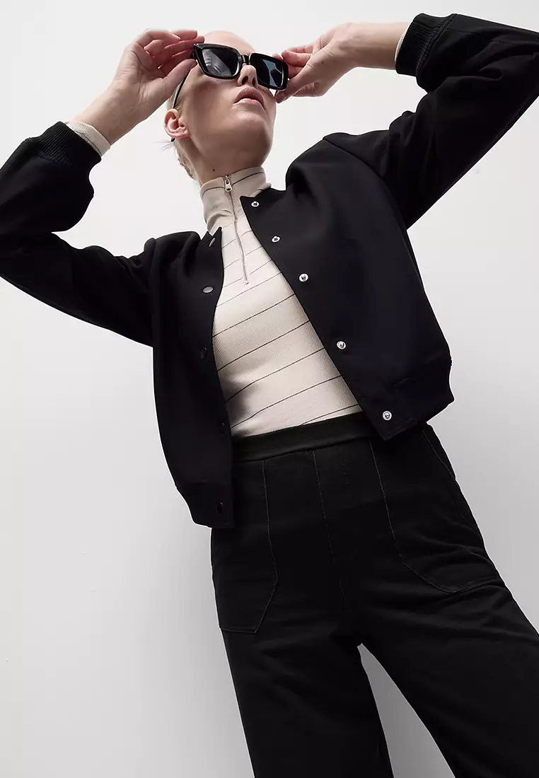 Denim Elasticated Waist Wide Leg Trousers