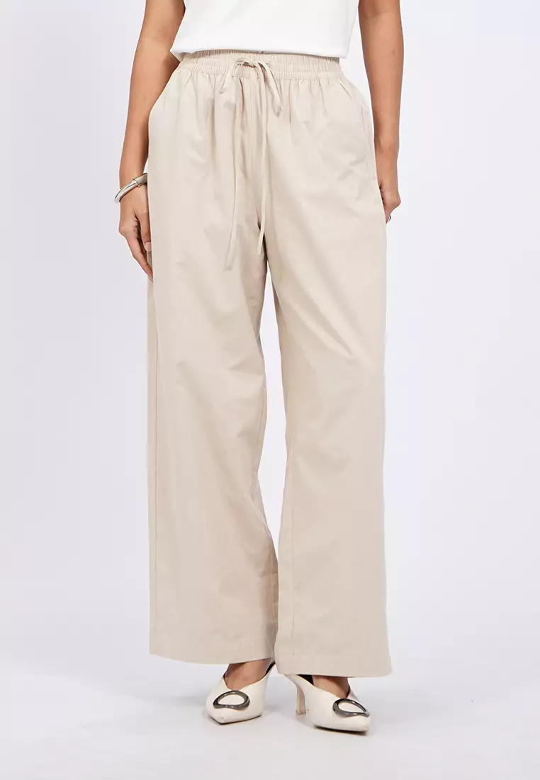 Wide Leg Linen-Blend Pants