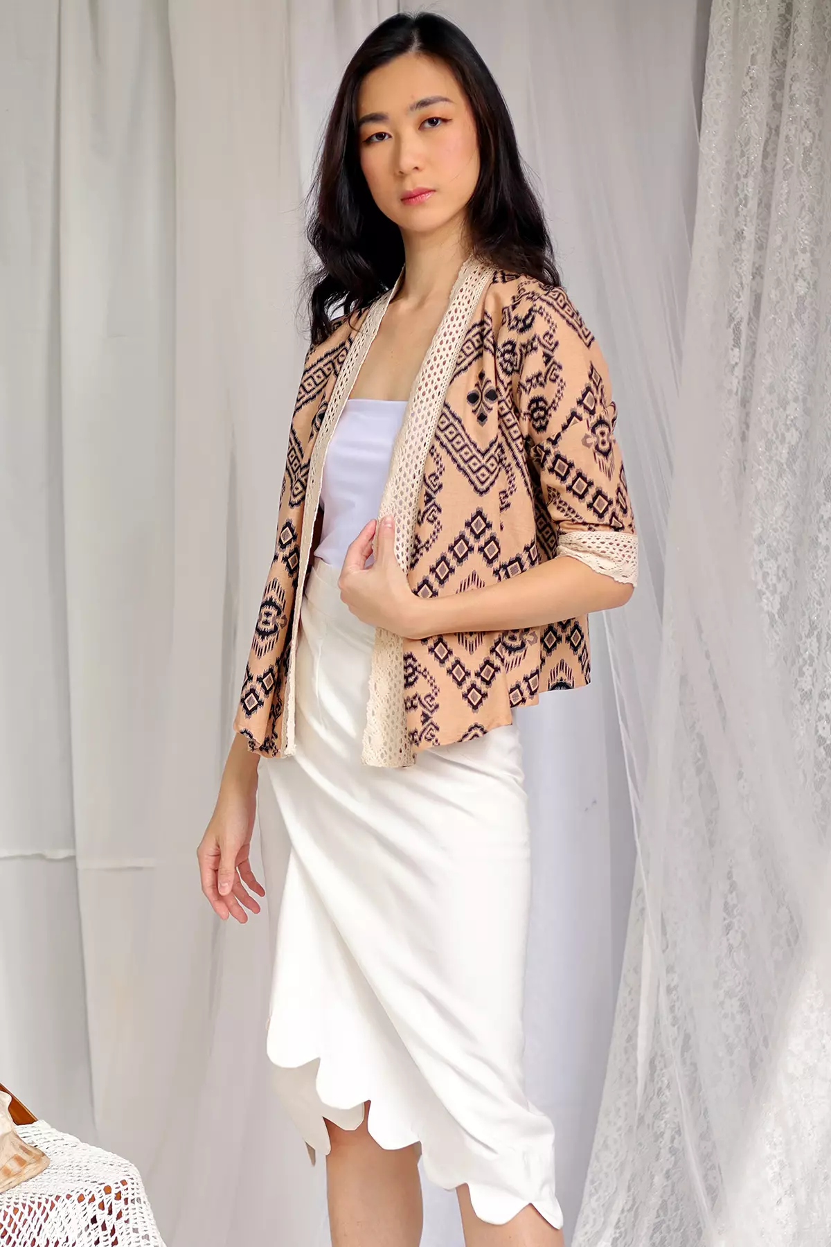 Hamiza Ikat Beige Outer Batik
