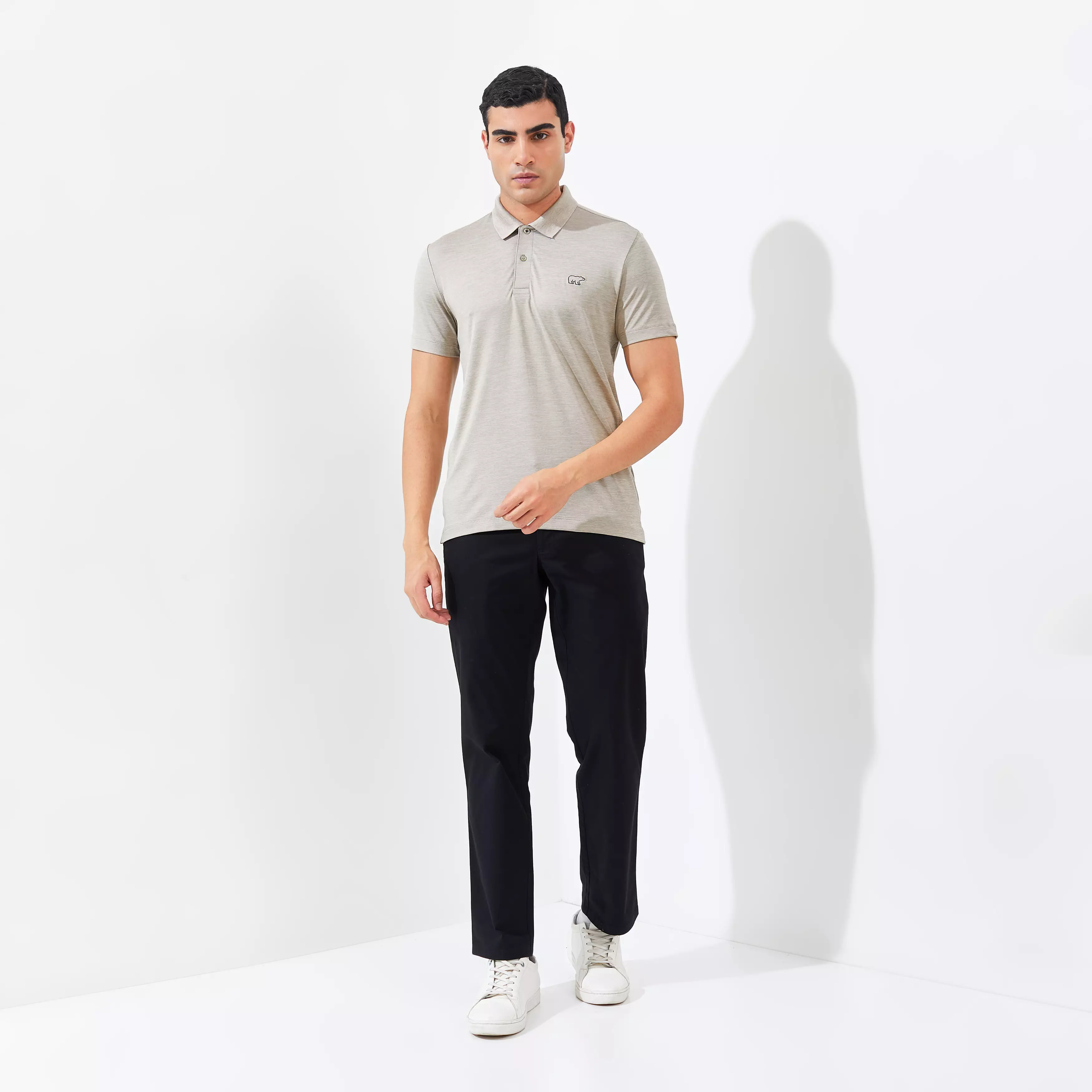 Jack Nicklaus Clever Polo Shirt Pria Slim Fit Sponge Khaki Colour Sponge Khaki