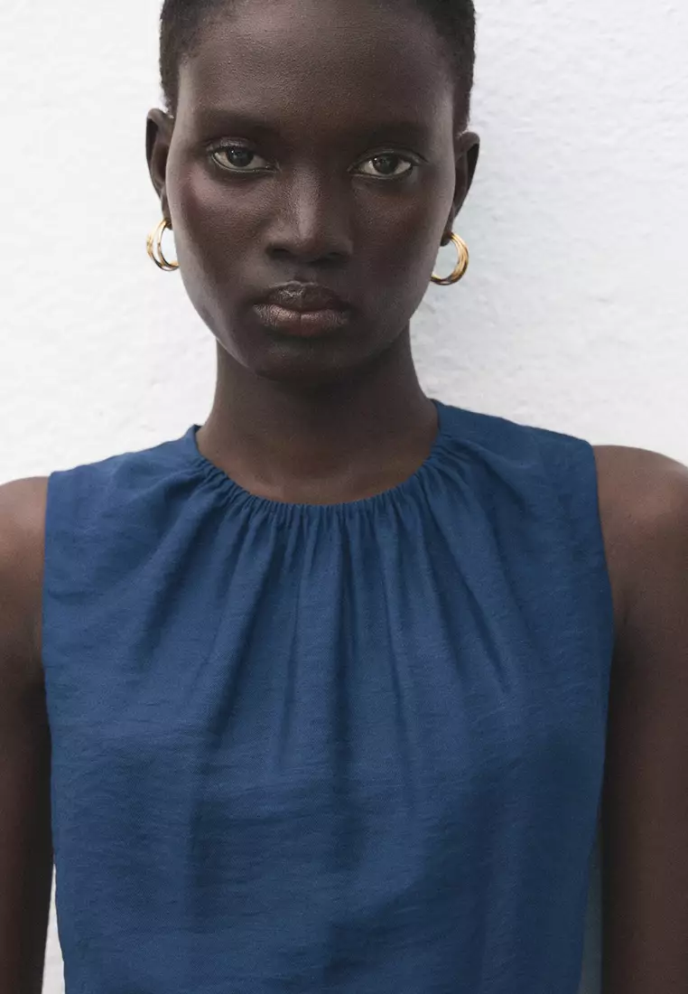 Crinkled-Effect Dress With Cut-Out