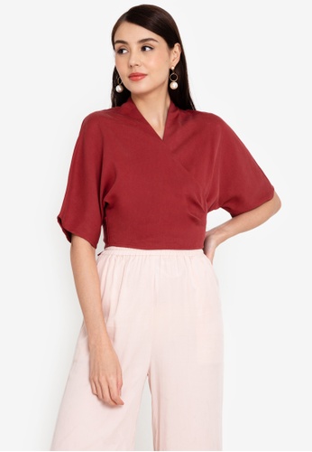 Origin by Zalora red Wrap Top made from TENCEL™ 5A1AFAAB690A37GS_1