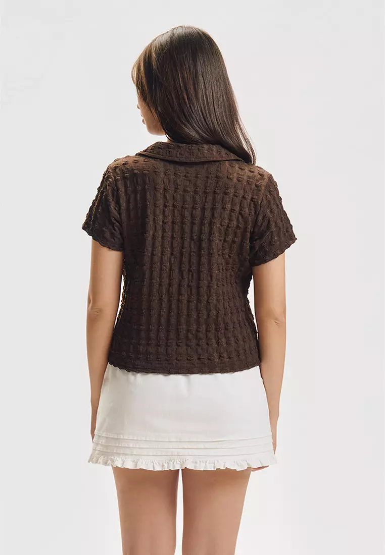 Textured Semi-Cropped Polo