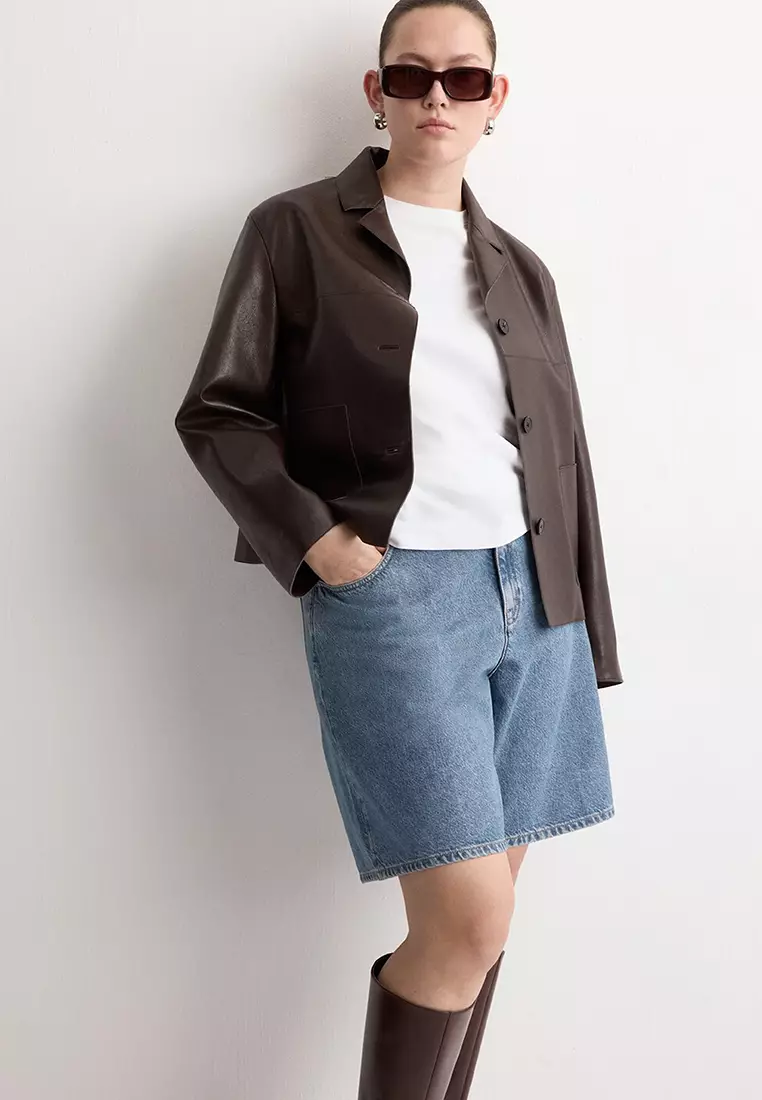 High-Waist Straight-Fit Denim Shorts
