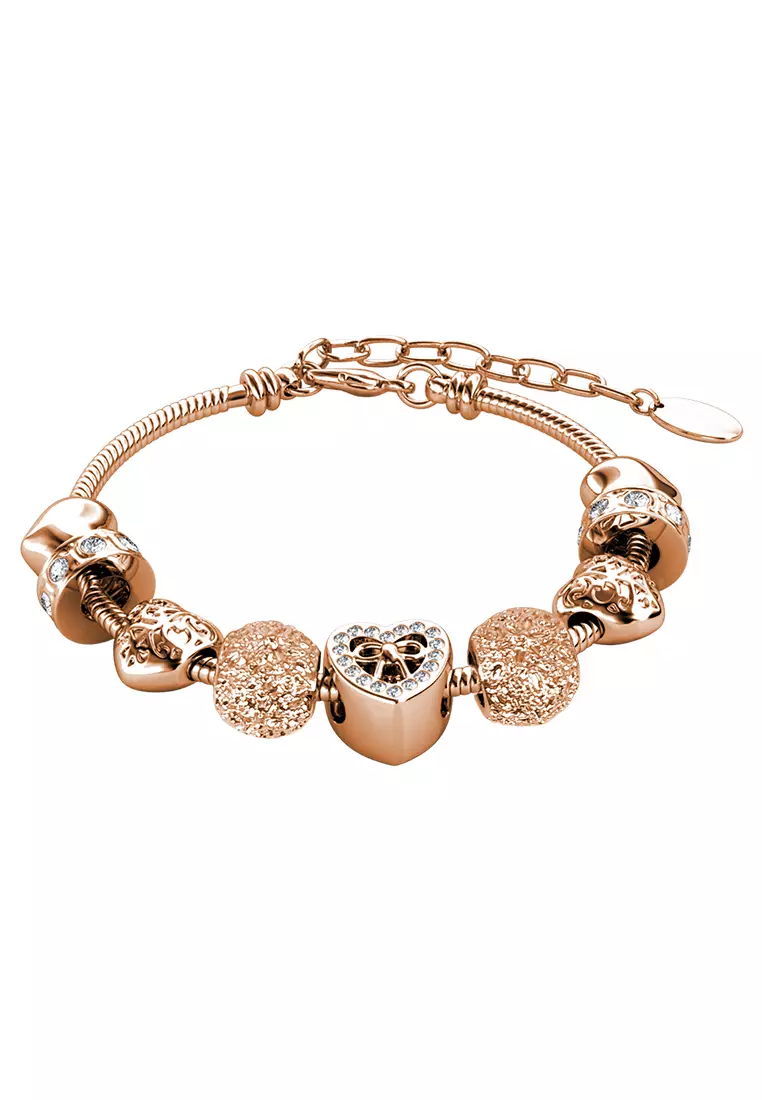 Her Jewellery Isabella Charm Bracelet (Rose Gold) - Luxury Crystal Embellishments plated with 18K Gold