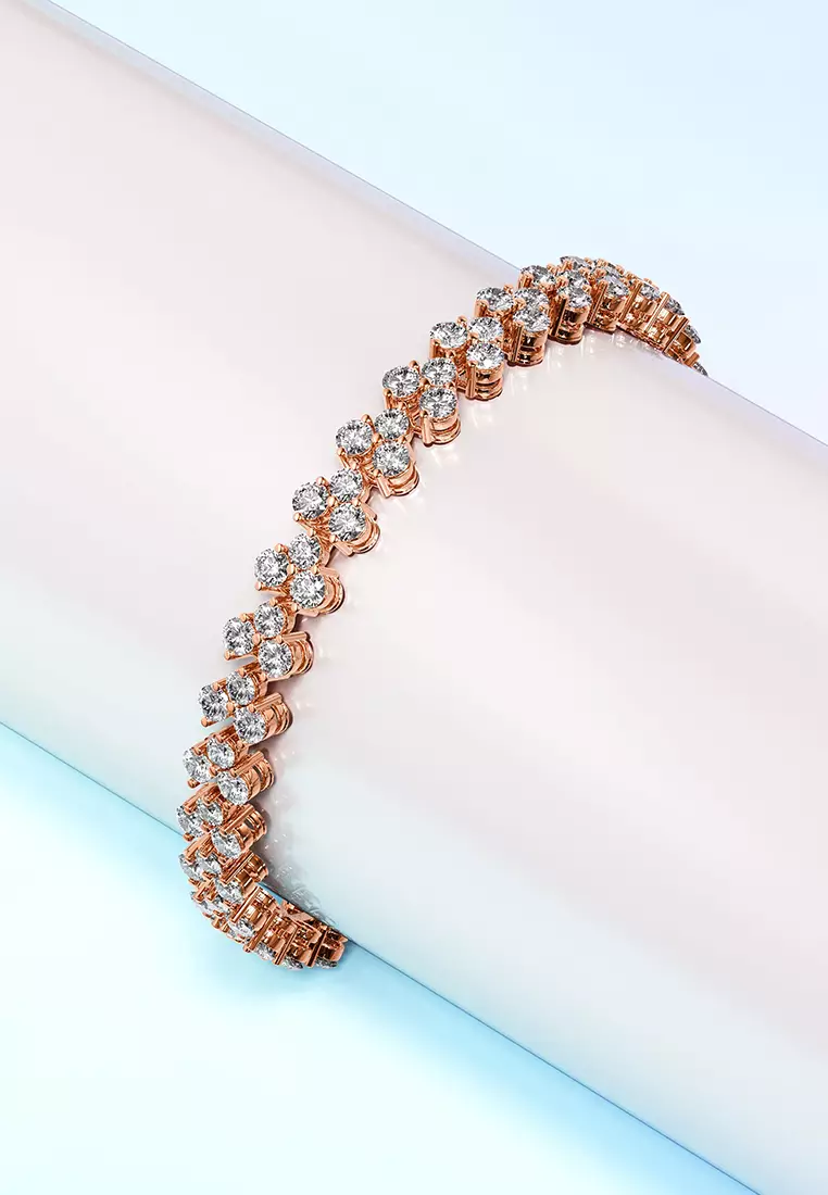 Chitra Tennis Bracelet Embellished with SWAROVSKI® crystals-Rose Gold/Clear