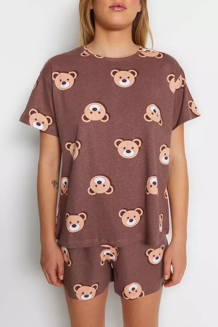 Teddy Bears Printed T-Shirt and Shorts Pajama Set