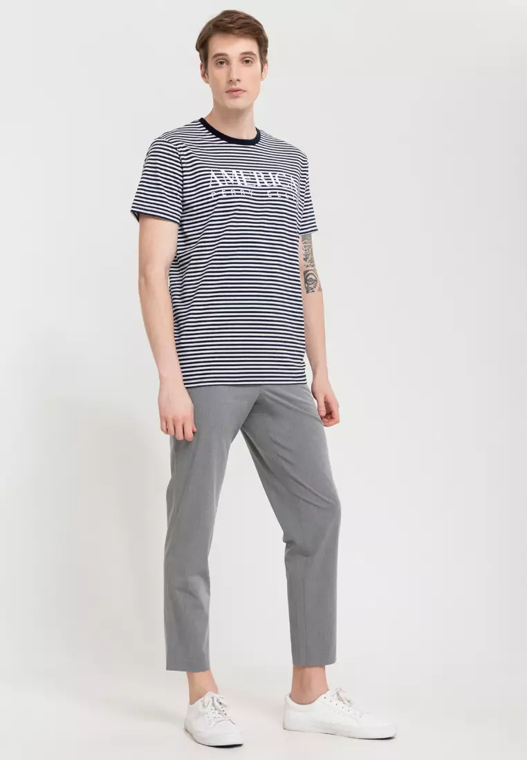 Round Neck Knit Pea T-Shirt