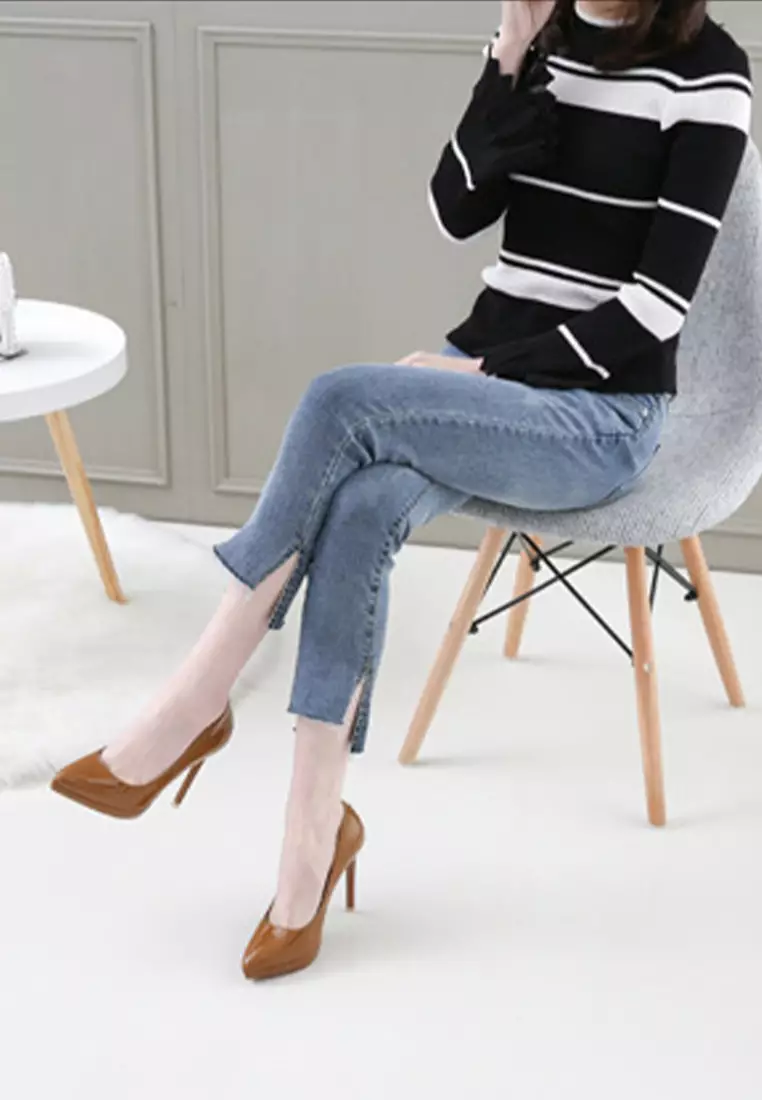 11CM Faux Patent Leather Pointed High Heel Shoes HZL0070