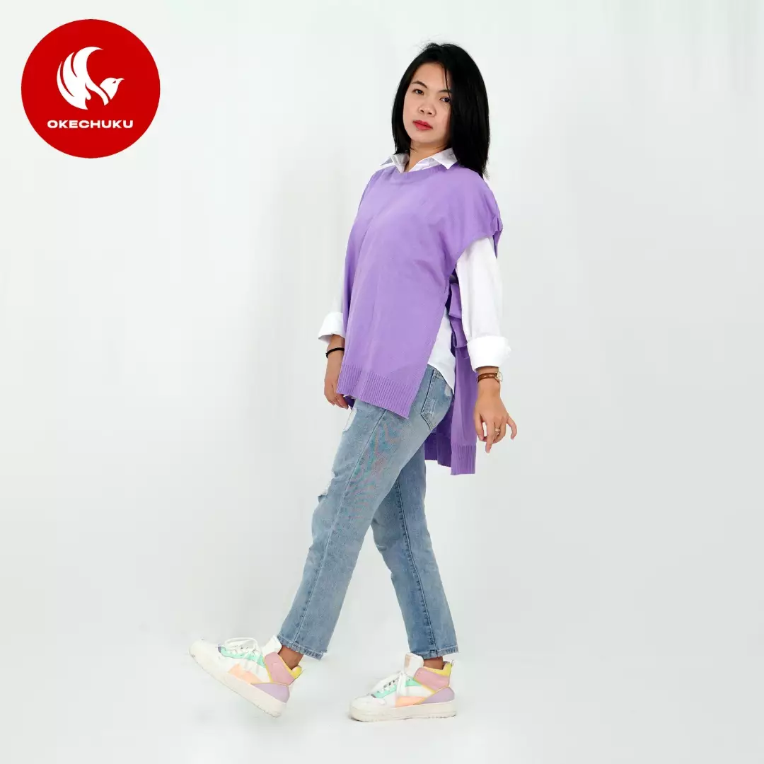 OKECHUKU Andien Knit Vest Korean Style Rompi Rajut Wanita Polos Vest Tali Outer Hijab