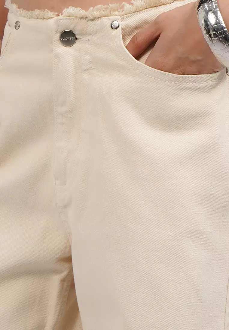 Frayed High Waist Baggy Jeans