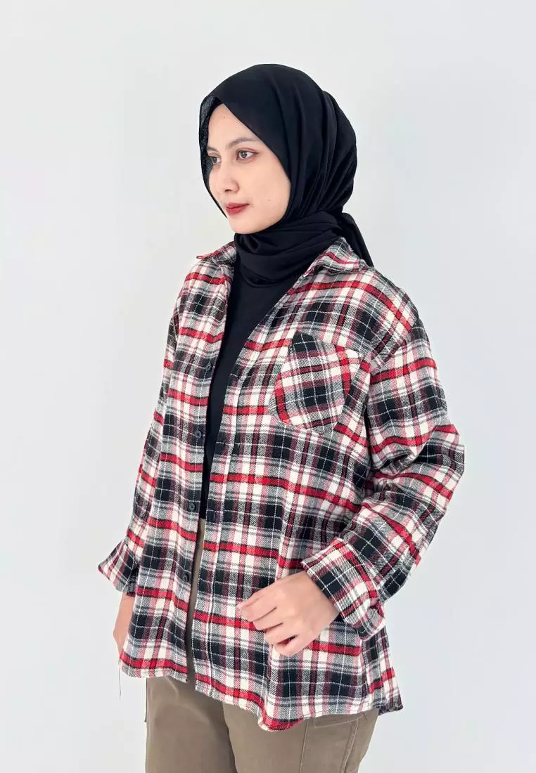 Lezahrasignature Kemeja Flanel Wanita Panjang