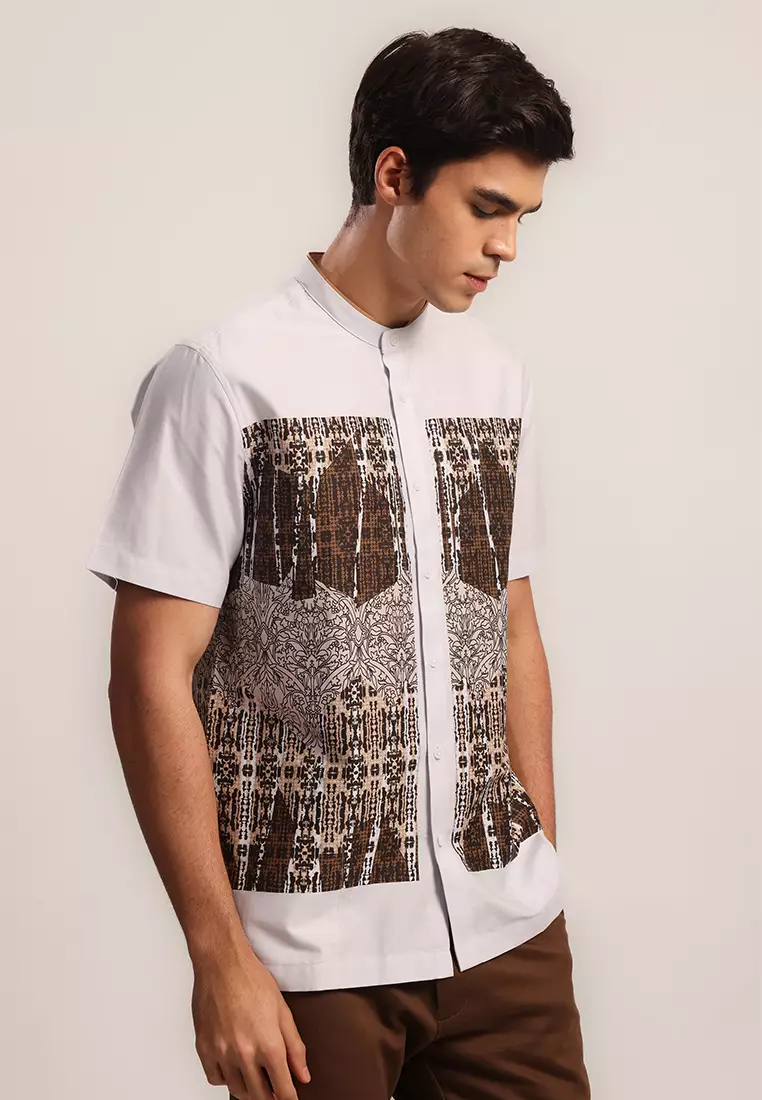 MOC Kemeja Shanghai Lengan Pendek Pria Oman - White