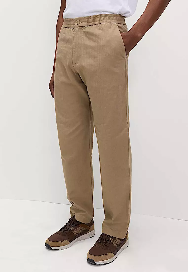 Pure Cotton Herringbone Trousers