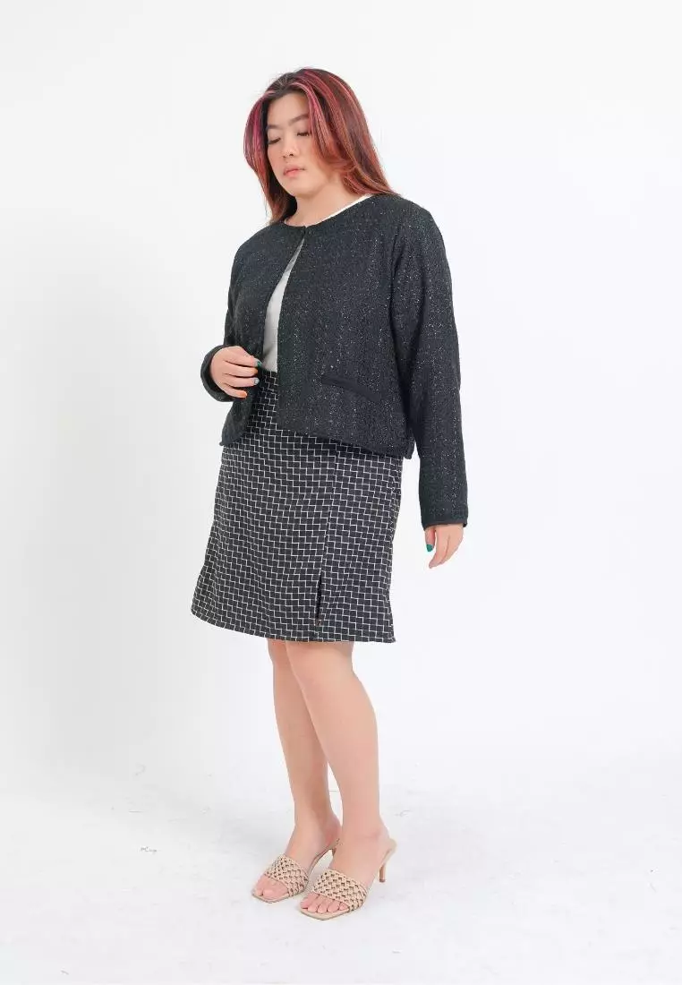 Plus Size Blazer Coco Tweed Black