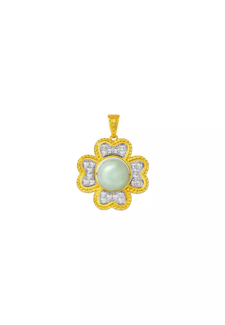 TOMEI Diamond Cut Collection Jade Pendant, Yellow Gold 916
