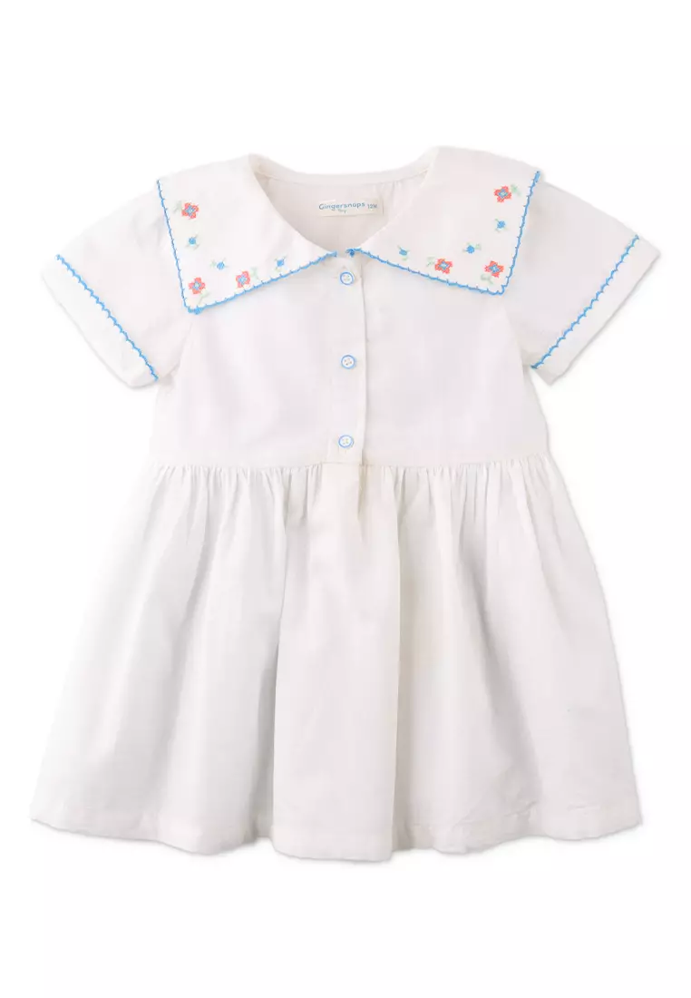 Buy Gingersnaps Baby Girls Bianca Dress With Embroidery On Collar