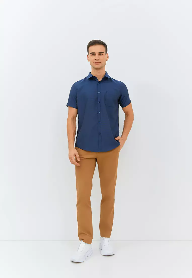 Jobb Pitsea Kemeja Pria Lengan Pendek Slim Fit Dark Navy