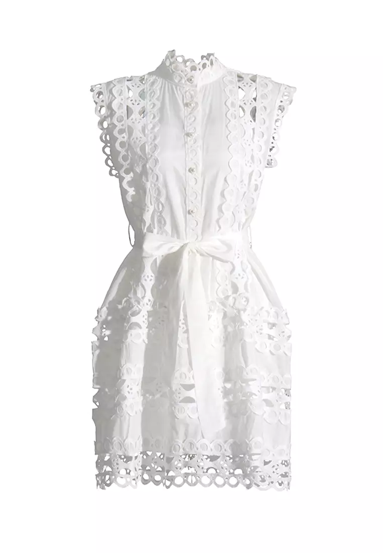 2024夏季圓領無袖蕾絲連衣裙CA24032624W