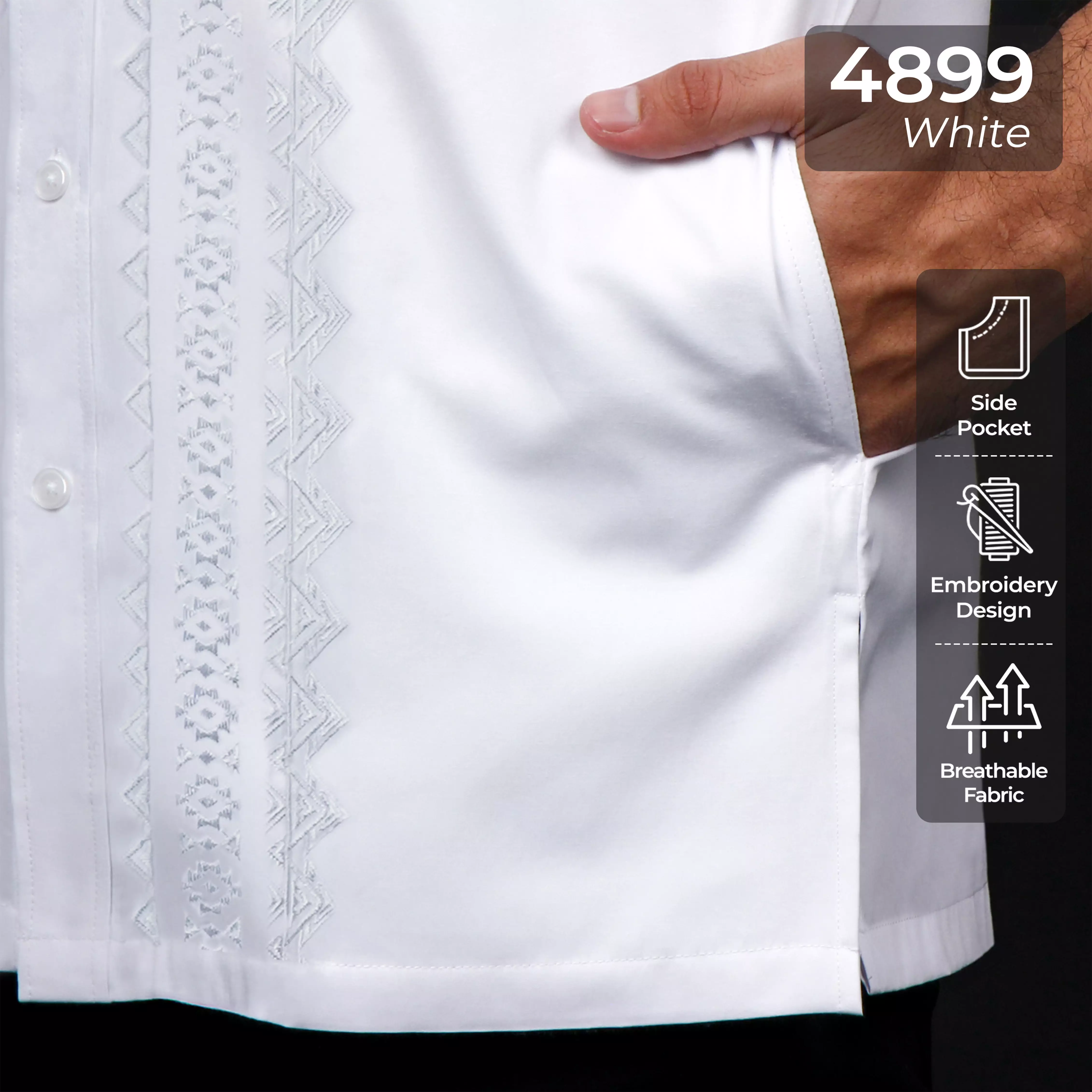 Casella Baju Koko Pria Lengan Pendek Exclusive | Baju Koko Putih Ibrahim Lengan Pendek 4899 White