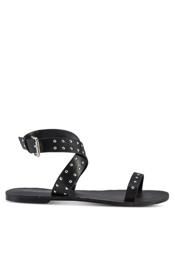Studded Ankle Wrap Flat Sandals