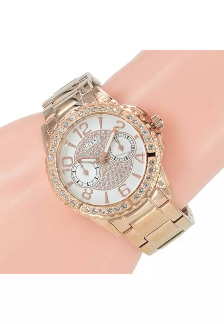Guess W0705L3 - Jam Tangan Chronograph Wanita - Rosegold - Stainless Steel Bracelet