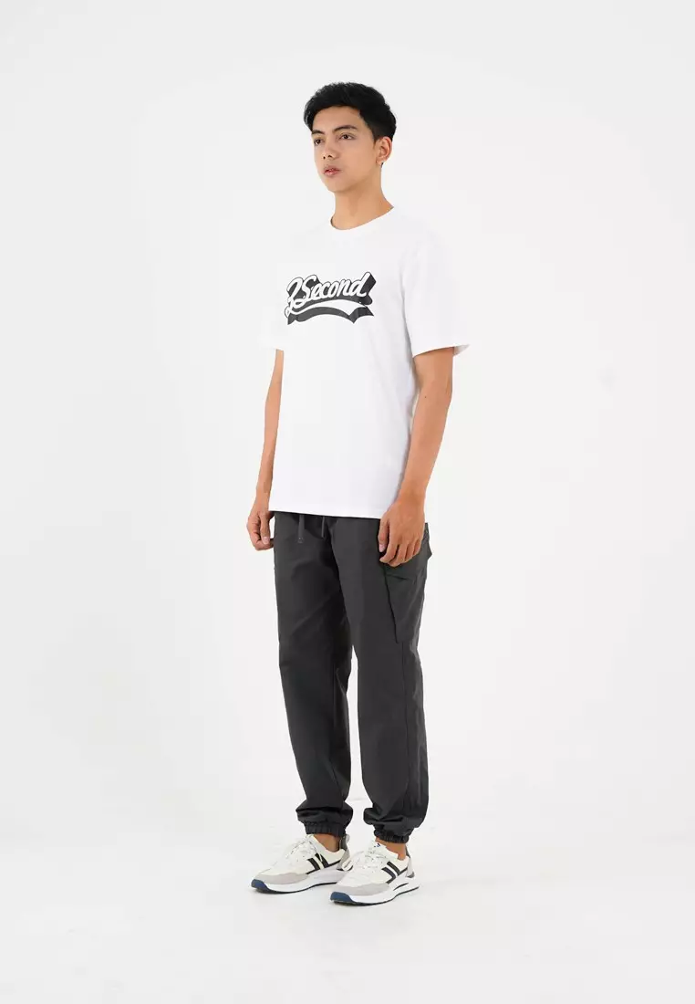 3Second Men's T-Shirt Short Sleeve Cotton Logo Script OL-C371223